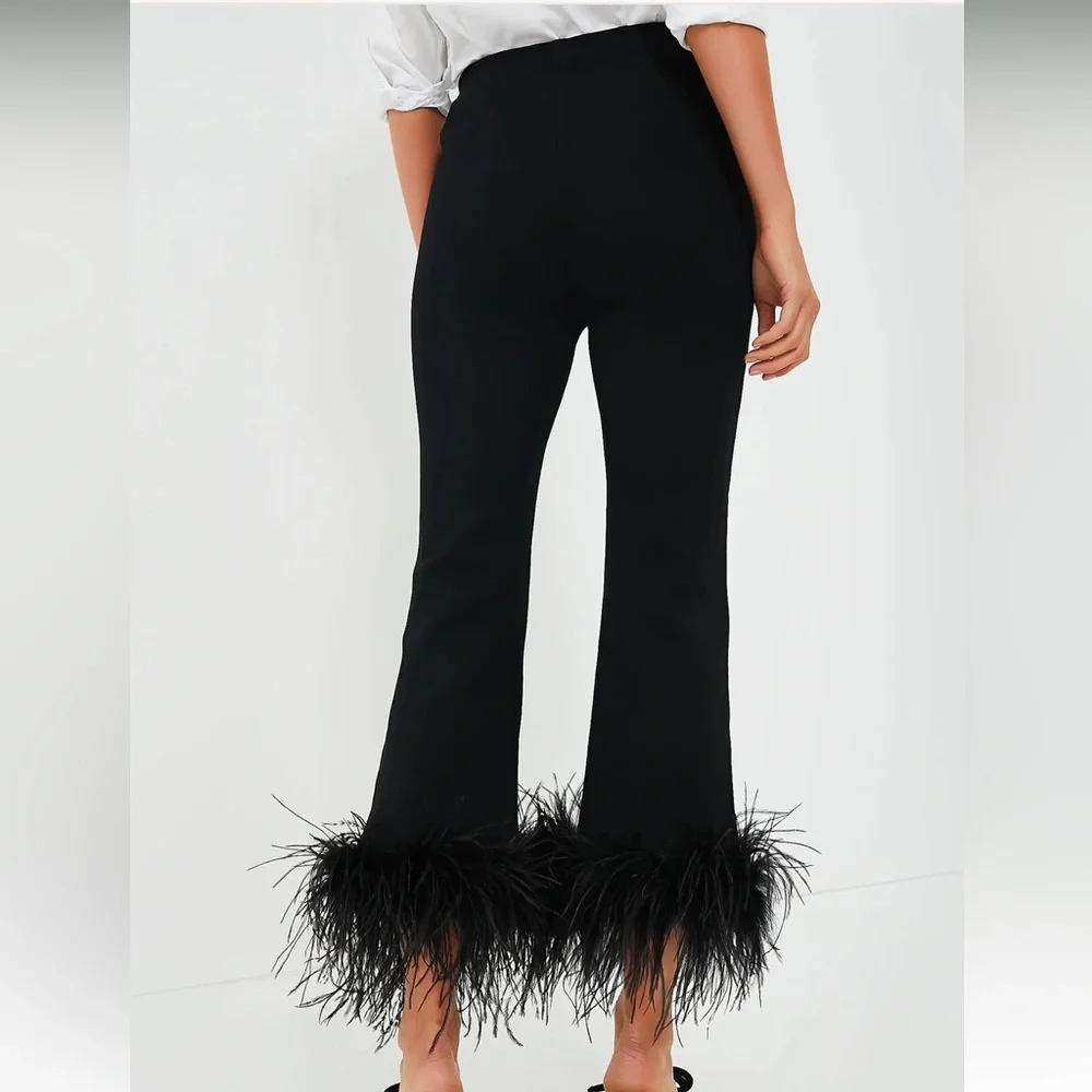 Black Feather Compression Knit Ashford Pants - Picture 4 of 9